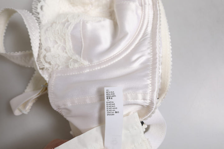 Dolce &amp; Gabbana White Silk Underwired Balconette Bra Underwear