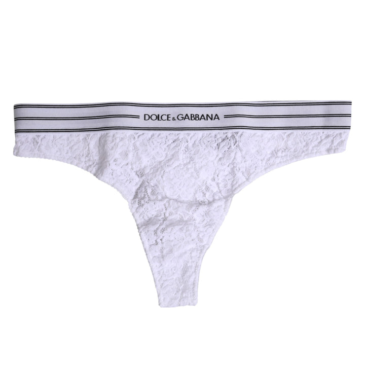 Dolce & Gabbana White Nylon Floral Lace Bottom Panty Underwear