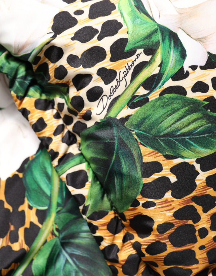 Dolce &amp; Gabbana Multicolor Leopard Rose Puffer Quilted Jacket