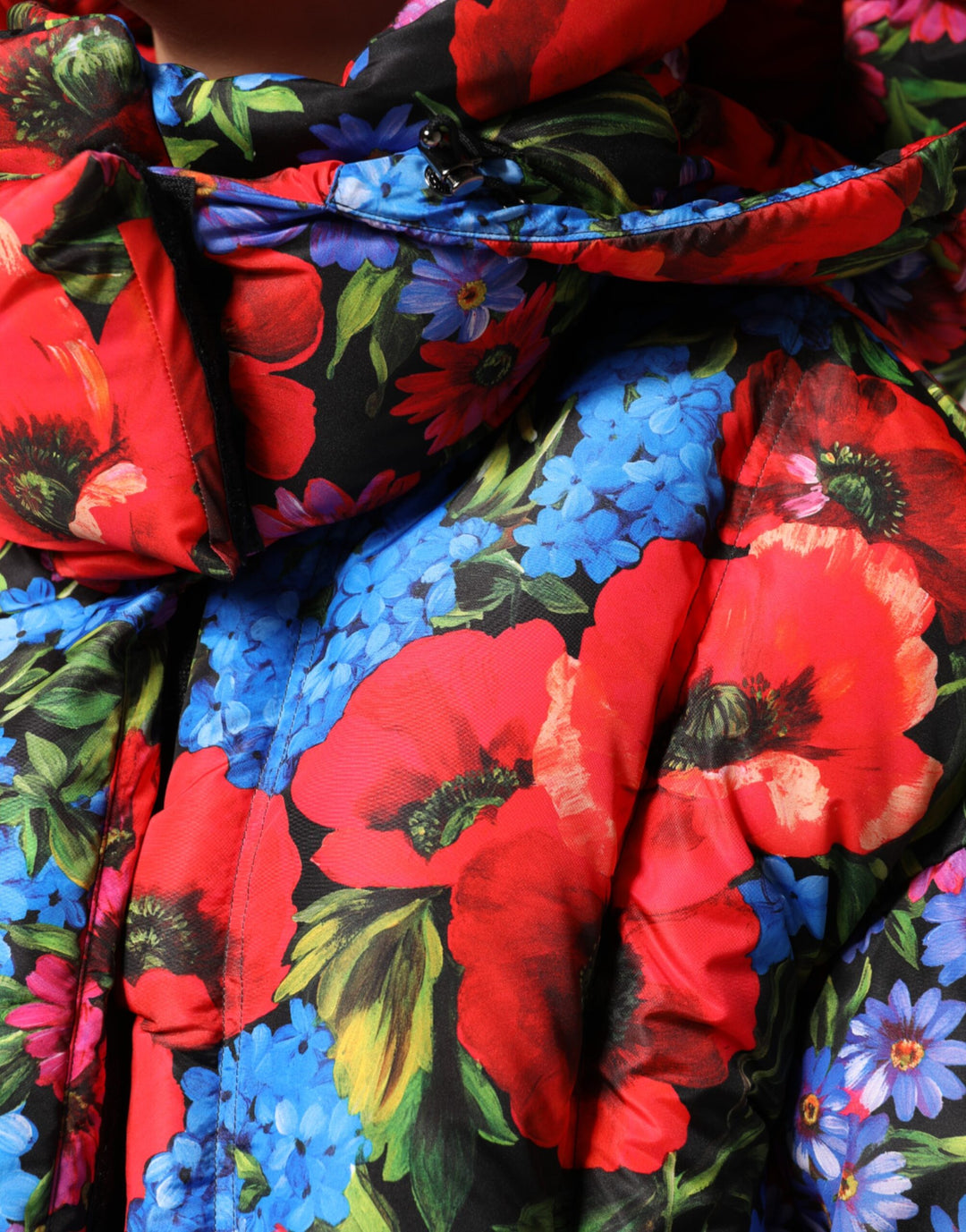 Dolce &amp; Gabbana Multicolor Floral Hooded Puffer Coat Jacket