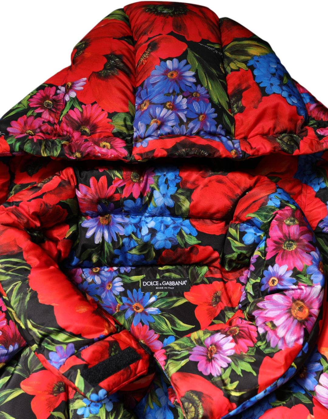 Dolce &amp; Gabbana Multicolor Floral Hooded Puffer Coat Jacket