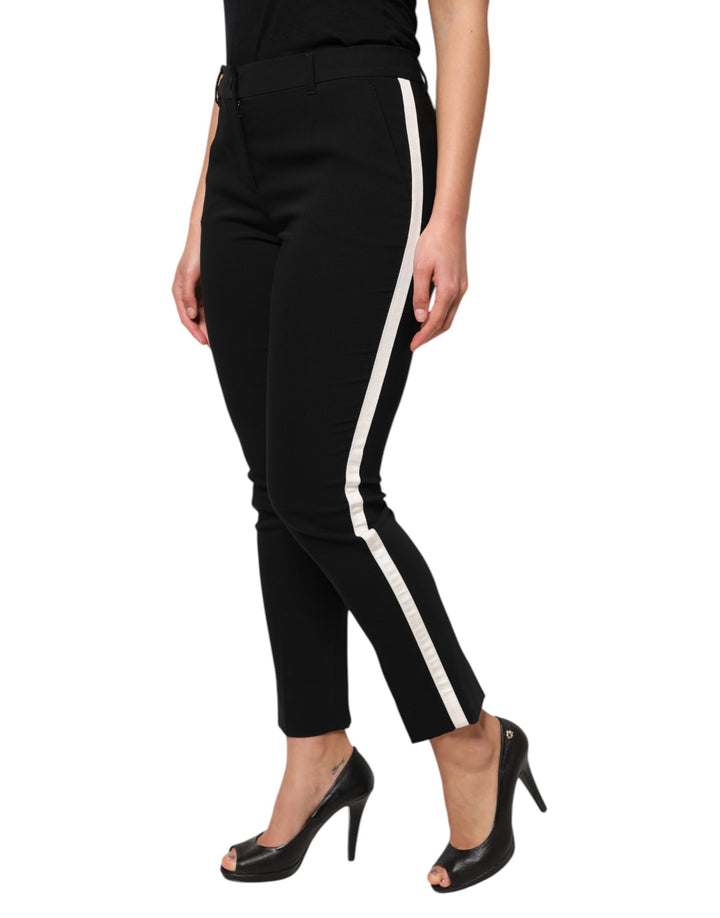 Dolce &amp; Gabbana Black Wool High Waist Tapered Pants