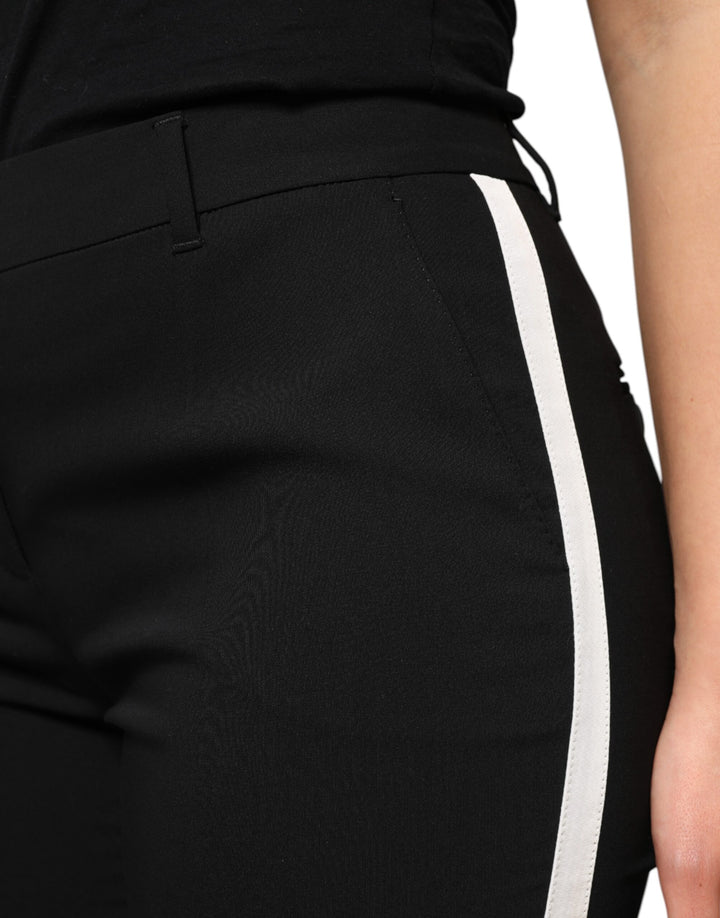Dolce &amp; Gabbana Black Wool High Waist Tapered Pants