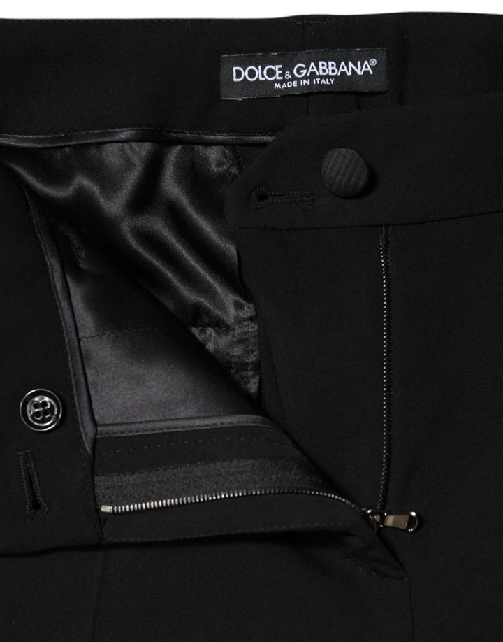 Dolce &amp; Gabbana Black Wool High Waist Tapered Pants