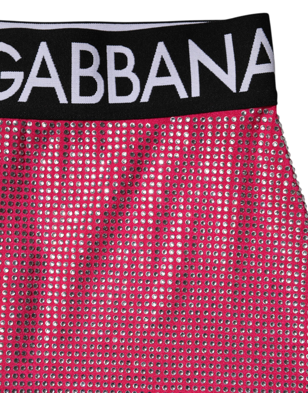 Dolce &amp; Gabbana Pink Rhinestone Embellished Logo Mini Skirt