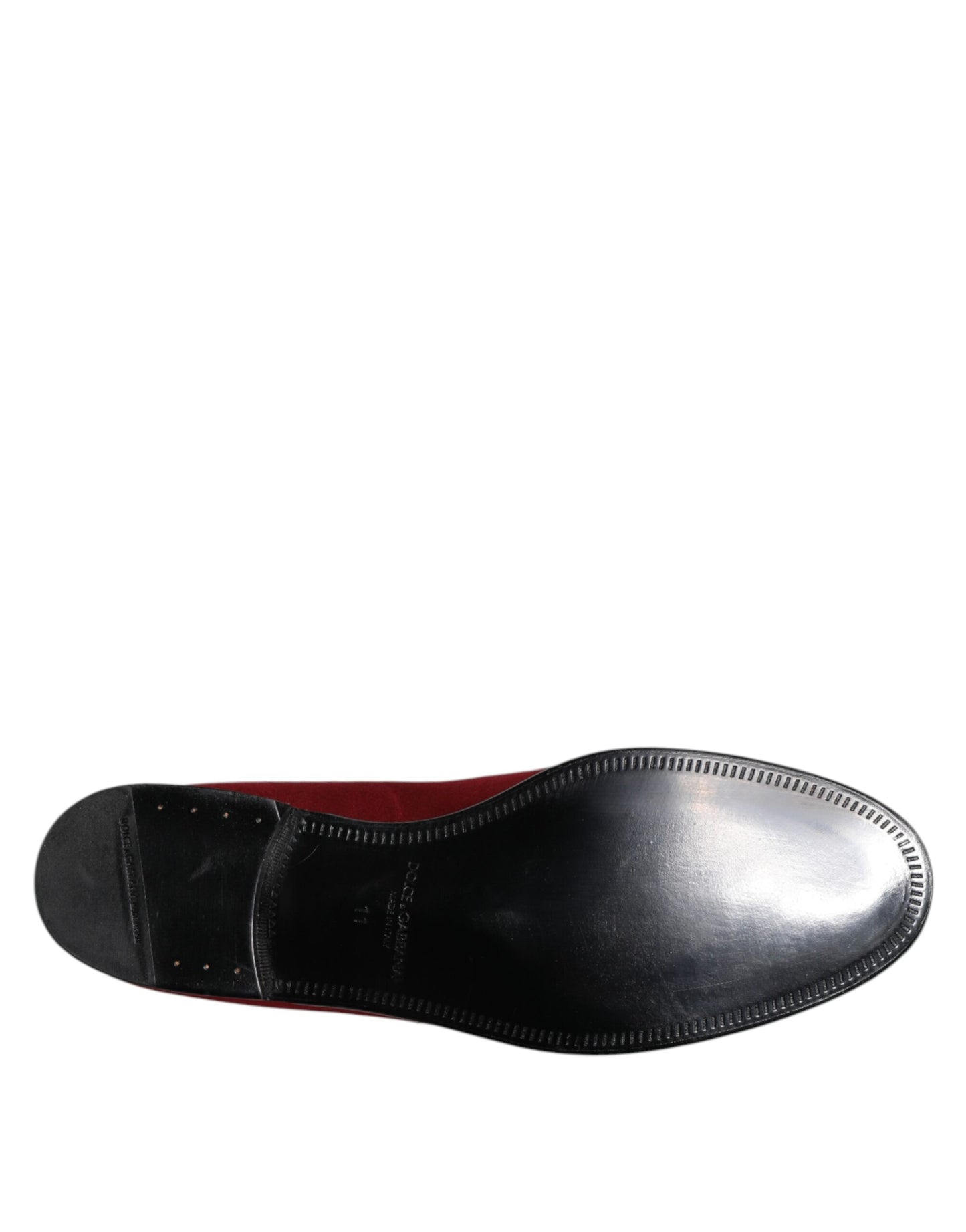 Dolce & Gabbana Red Velvet Slip On Loafers Formal Shoes