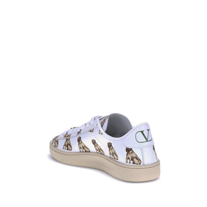 Valentino Garavani White Calf Leather Bos Taurus Low Top Sneakers