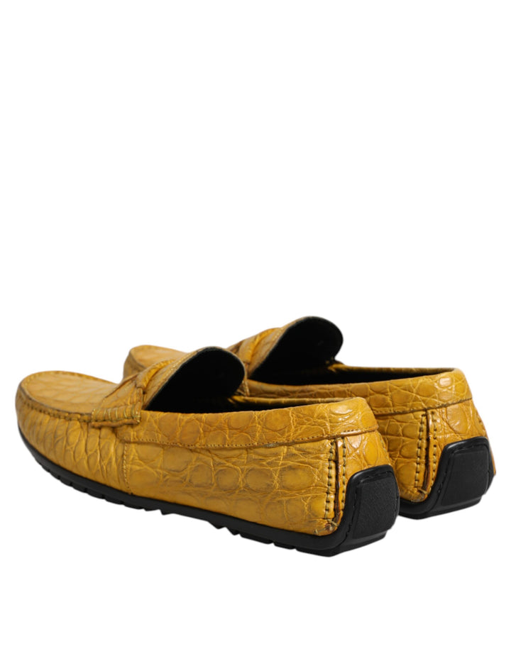 Dolce & Gabbana Yellow Exotic Leather Loafers Slip On Shoes
