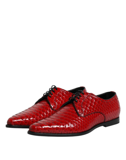 Dolce & Gabbana Red Exotic Leather Lace Up Dress Derby Shoes