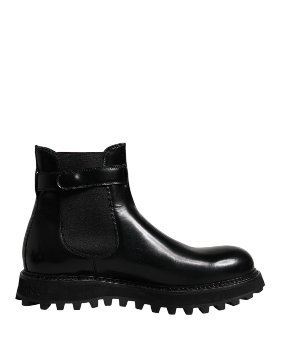 Dolce &amp; Gabbana Black Belted DG Logo Men Chelsea Boots Shoes