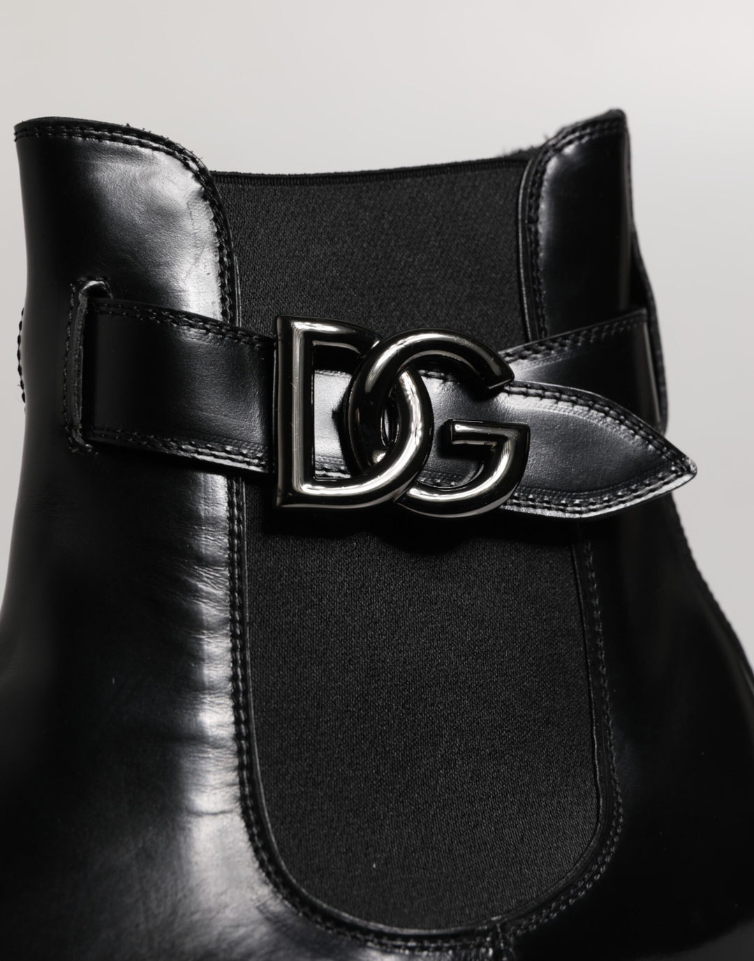 Dolce &amp; Gabbana Black Belted DG Logo Men Chelsea Boots Shoes