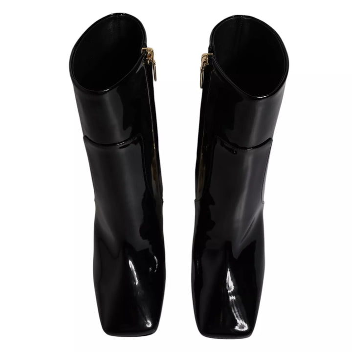 Dolce &amp; Gabbana Black Jackie Leather Mid Calf Boots Shoes