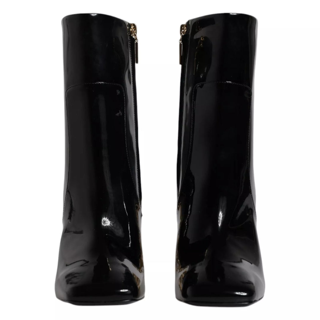 Dolce &amp; Gabbana Black Jackie Leather Mid Calf Boots Shoes