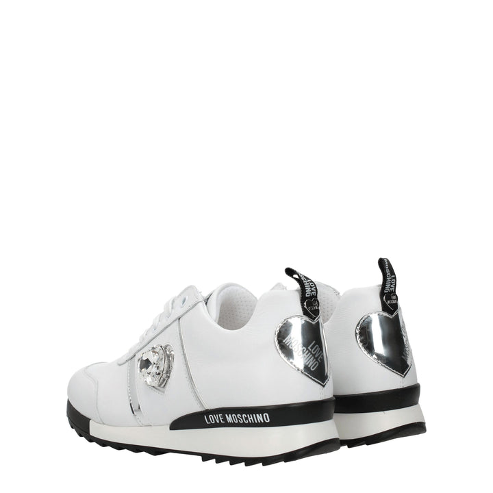 Love Moschino White Leather Low Top Sneakers