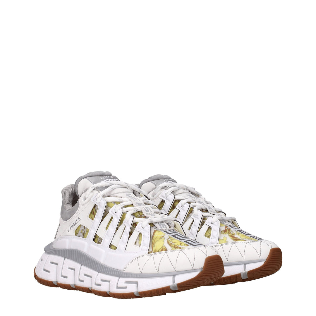 Versace White Leather Athletic Sneakers