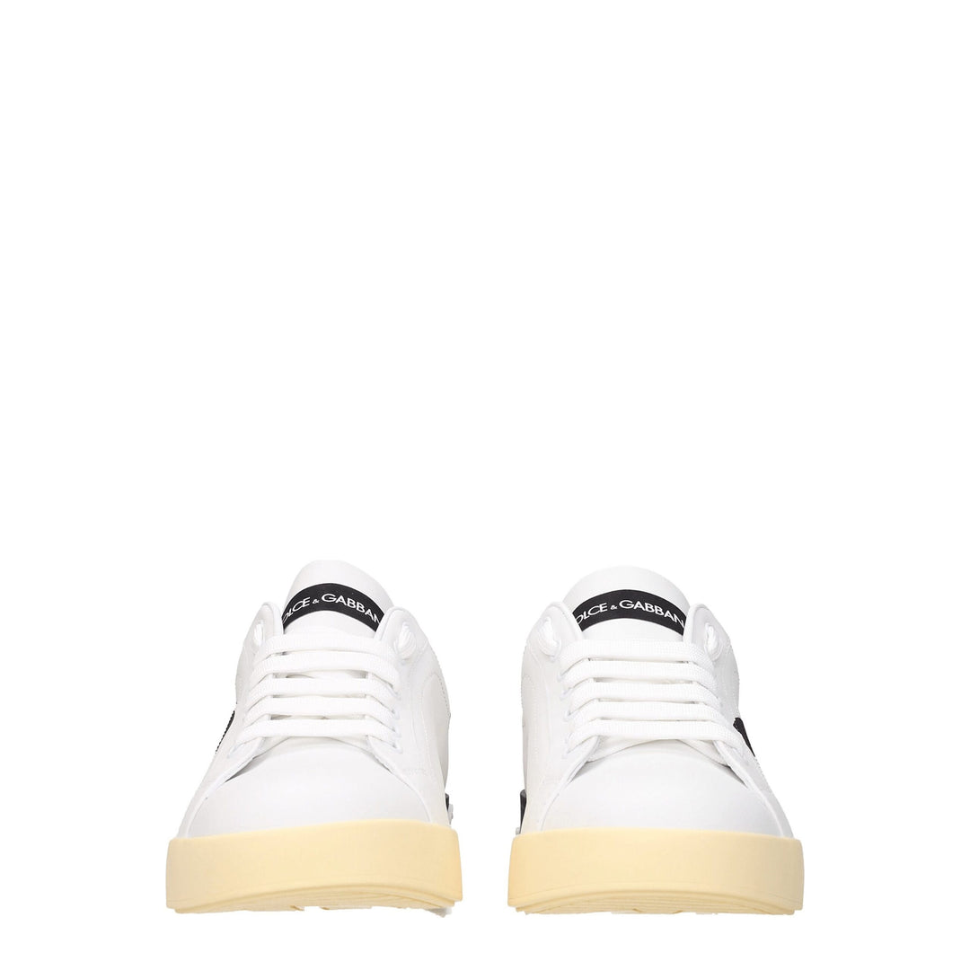 Dolce &amp; Gabbana White Leather Low Top Sneakers