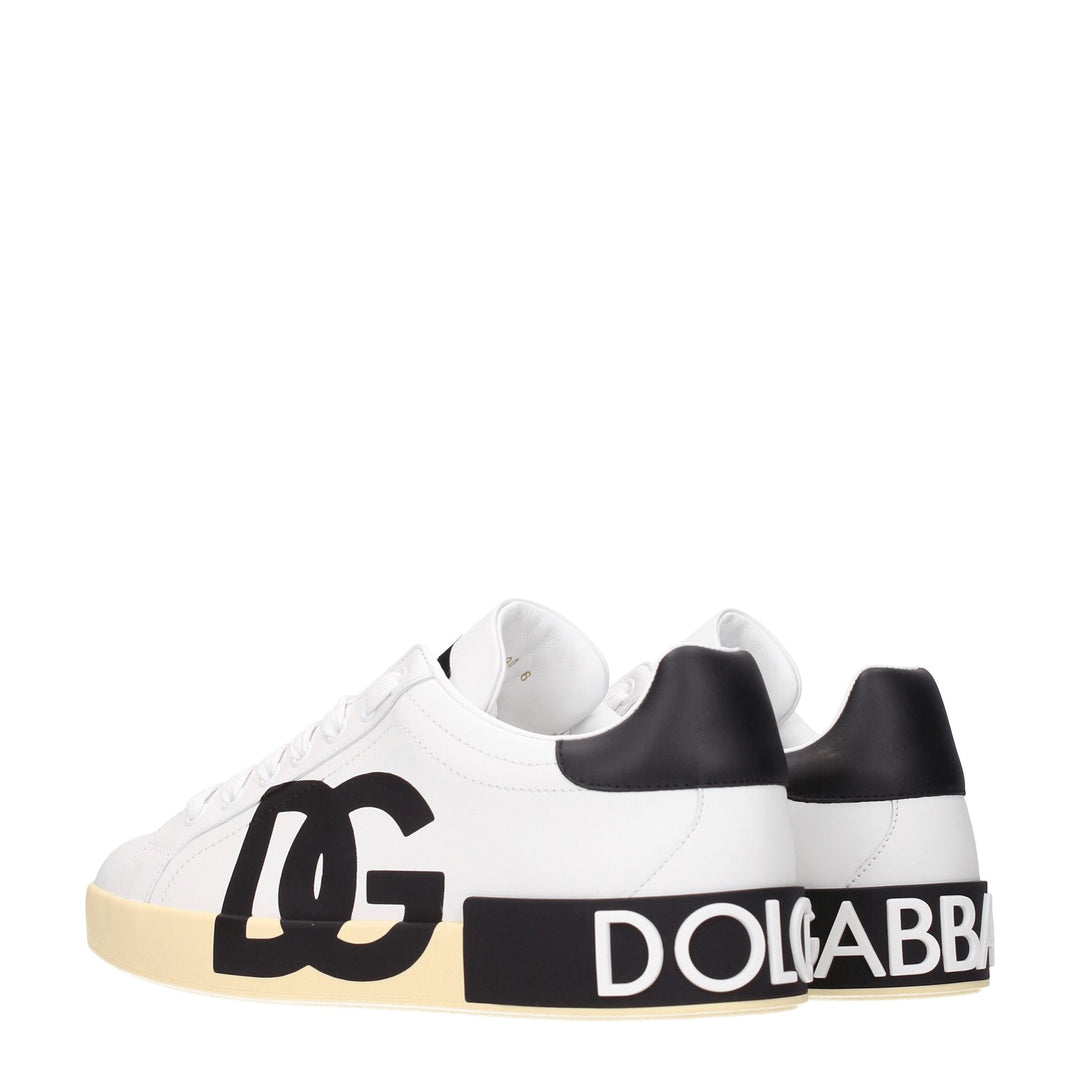 Dolce &amp; Gabbana White Leather Low Top Sneakers