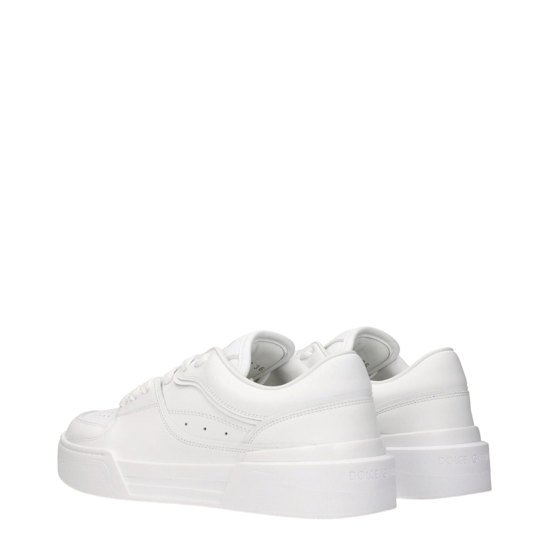 Dolce &amp; Gabbana White Leather Low Top Sneakers
