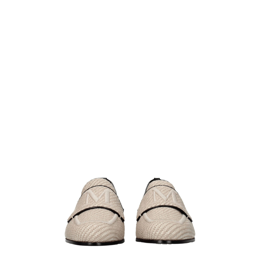 Max Mara Beige Fabric Slip-On Loafers