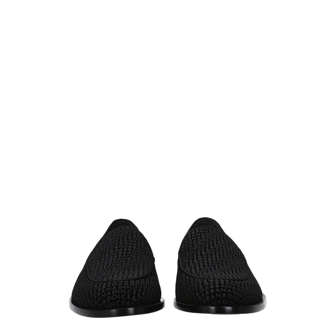 Dolce &amp; Gabbana Black Velvet Slip-On Loafers