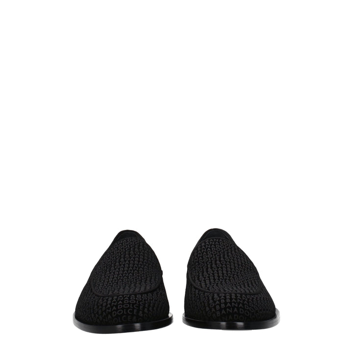 Dolce &amp; Gabbana Black Velvet Slip-On Loafers