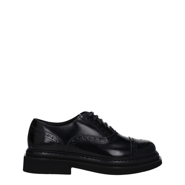 Dolce &amp; Gabbana Black Leather Oxfords And Derbies