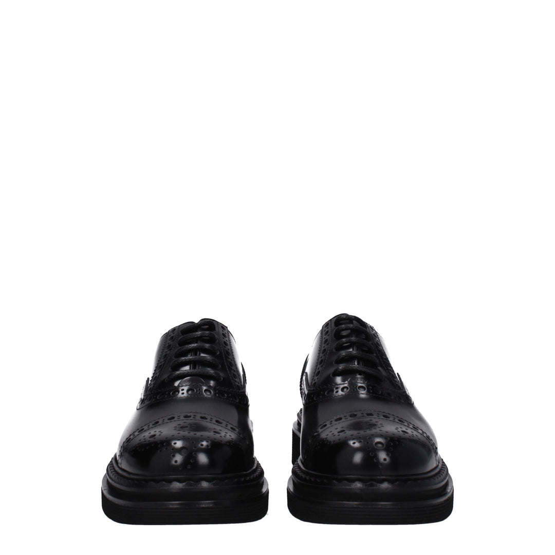 Dolce &amp; Gabbana Black Leather Oxfords And Derbies