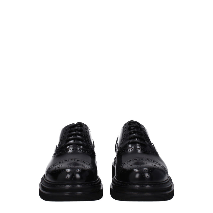 Dolce &amp; Gabbana Black Leather Oxfords And Derbies