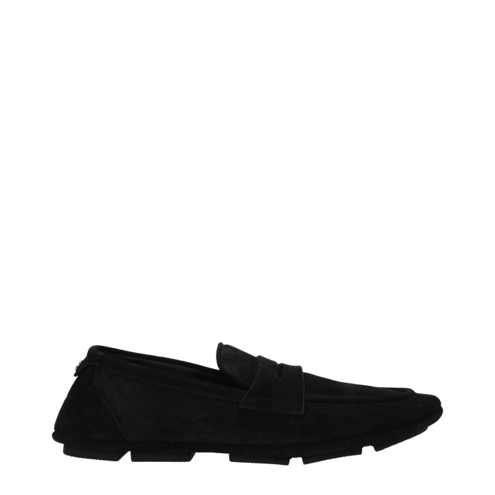 Dolce &amp; Gabbana Black Leather Slip-On Loafers