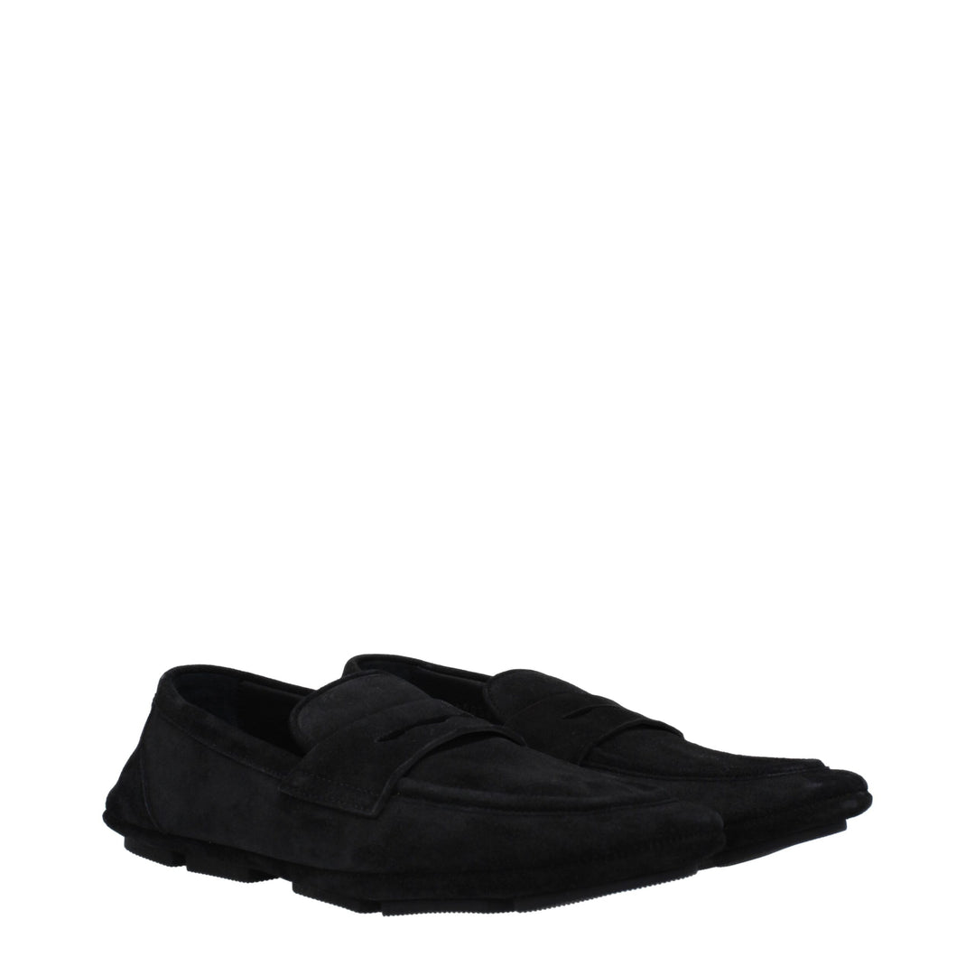 Dolce &amp; Gabbana Black Leather Slip-On Loafers