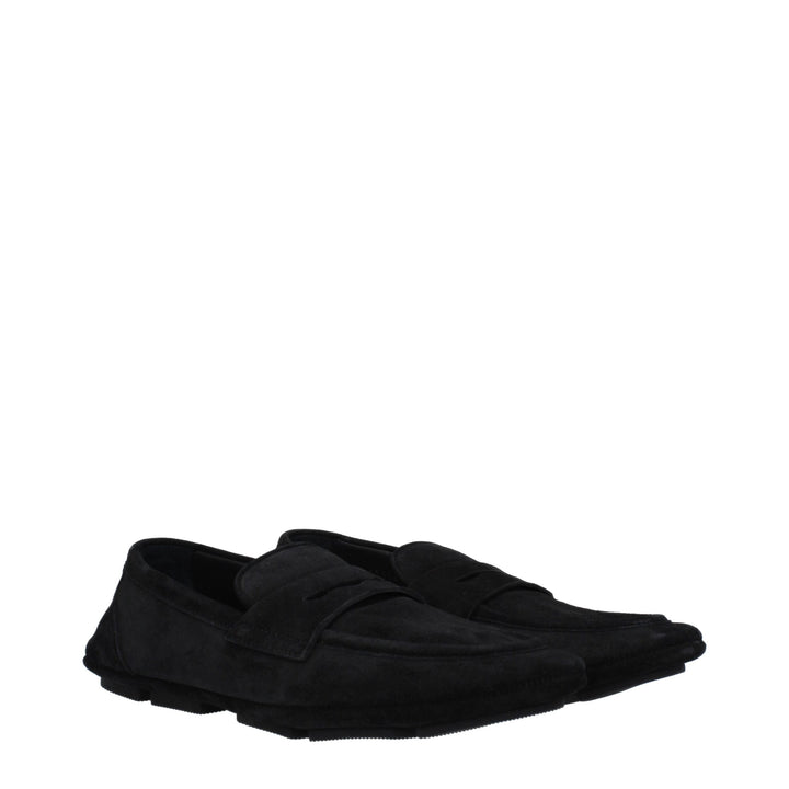 Dolce &amp; Gabbana Black Leather Slip-On Loafers