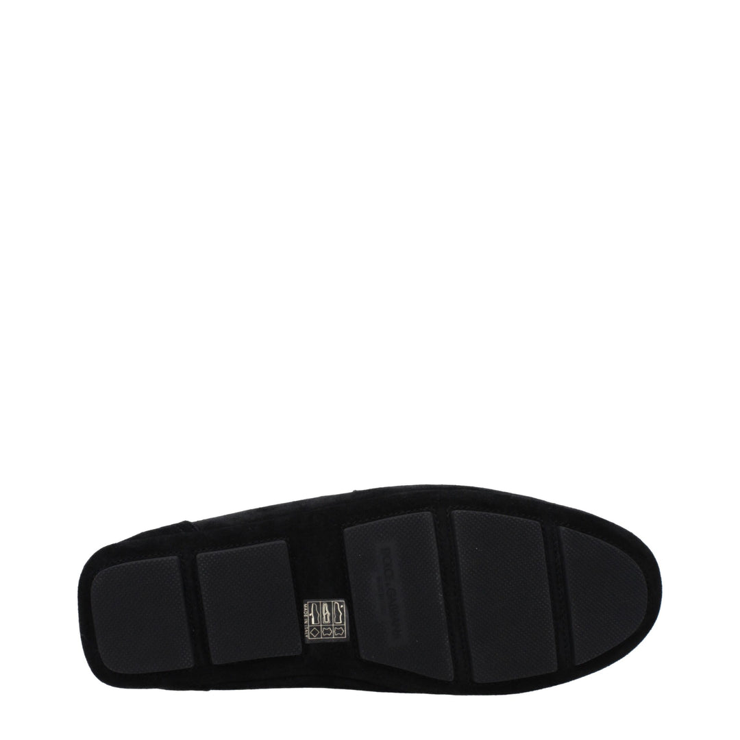 Dolce &amp; Gabbana Black Leather Slip-On Loafers