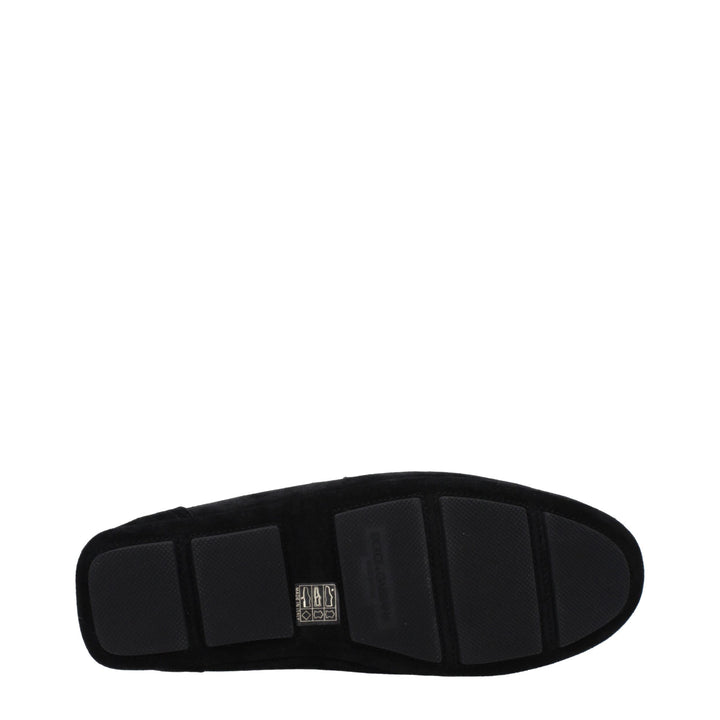 Dolce &amp; Gabbana Black Leather Slip-On Loafers