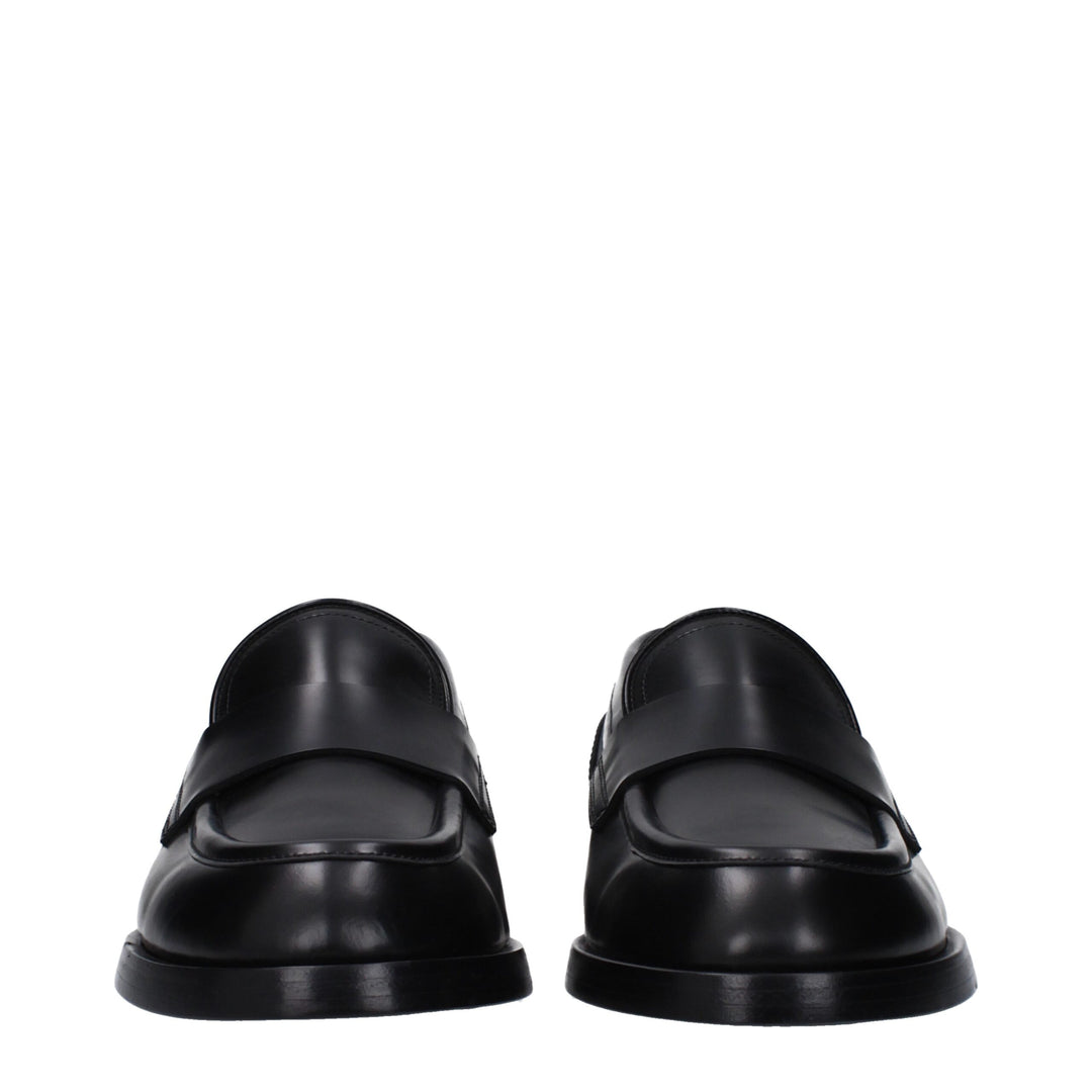 Dolce &amp; Gabbana Black Leather Slip-On Loafers