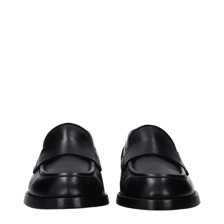 Dolce &amp; Gabbana Black Leather Slip-On Loafers