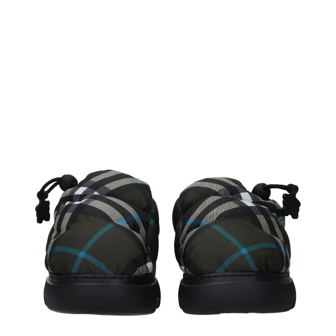 Burberry Green Fabric Slip-On Loafers