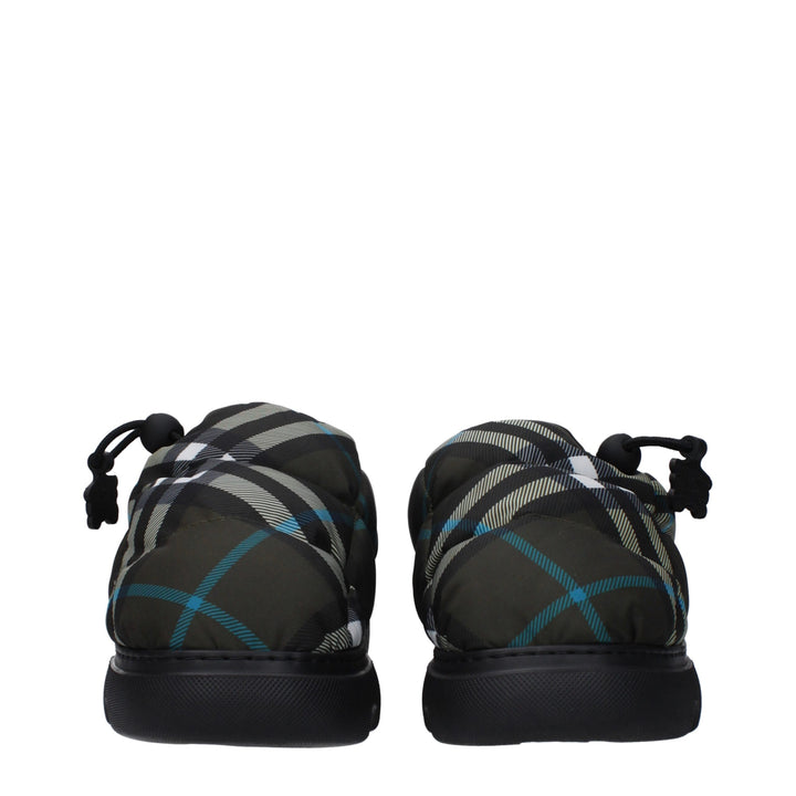 Burberry Green Fabric Slip-On Loafers