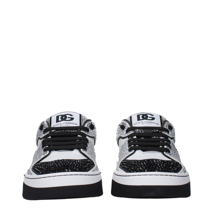 Dolce &amp; Gabbana White Leather Low Top Sneakers