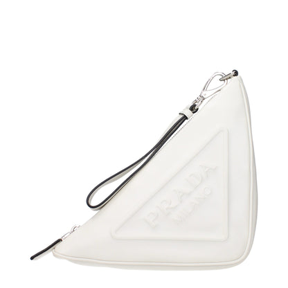 Prada White Leather Clutch Bag