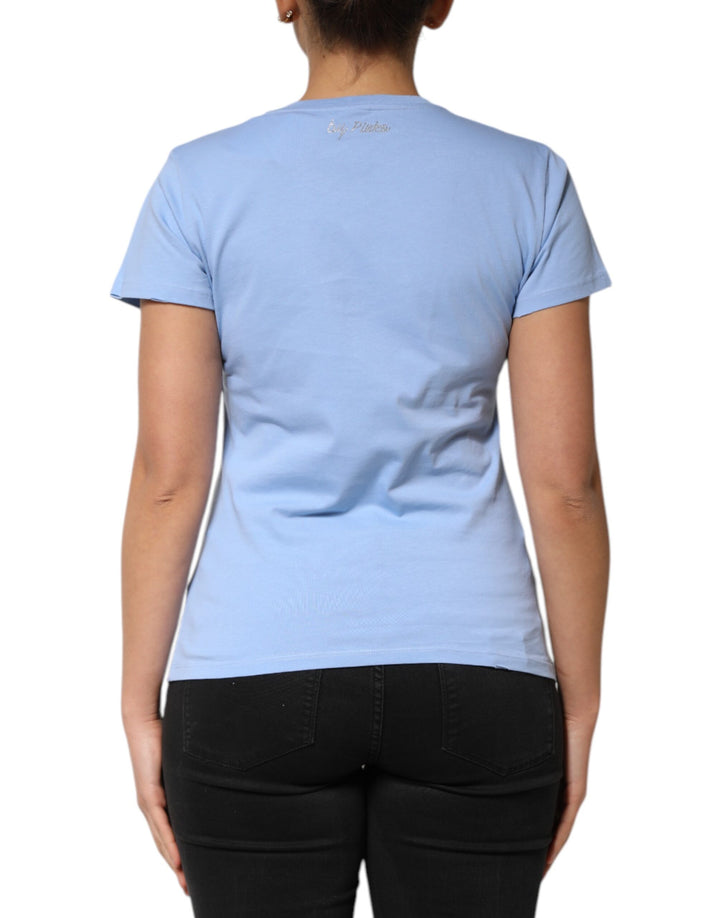 PINKO Blue Love Story Sequined Embellished Short Sleeves T-shirt