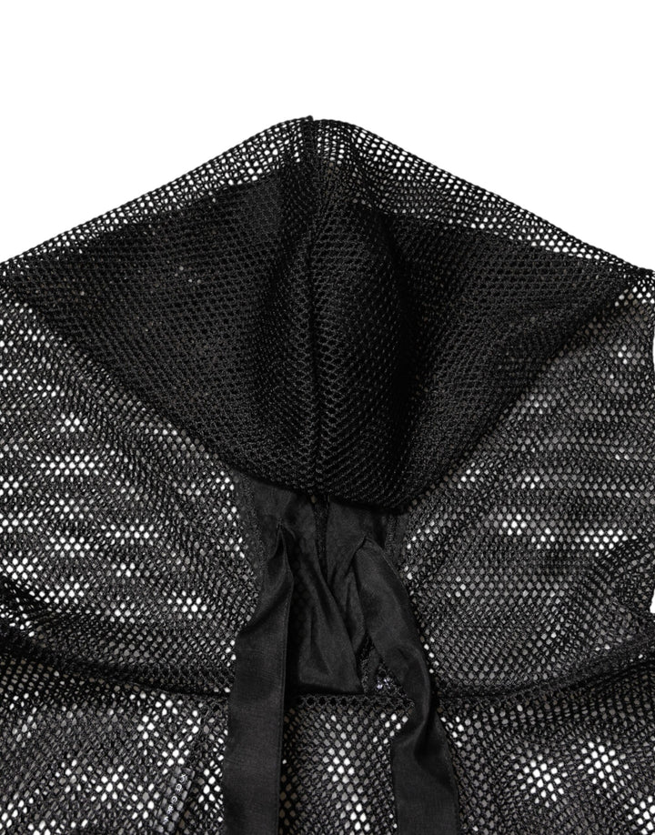 Dolce &amp; Gabbana Black See Through Hooded Pullover Sweater