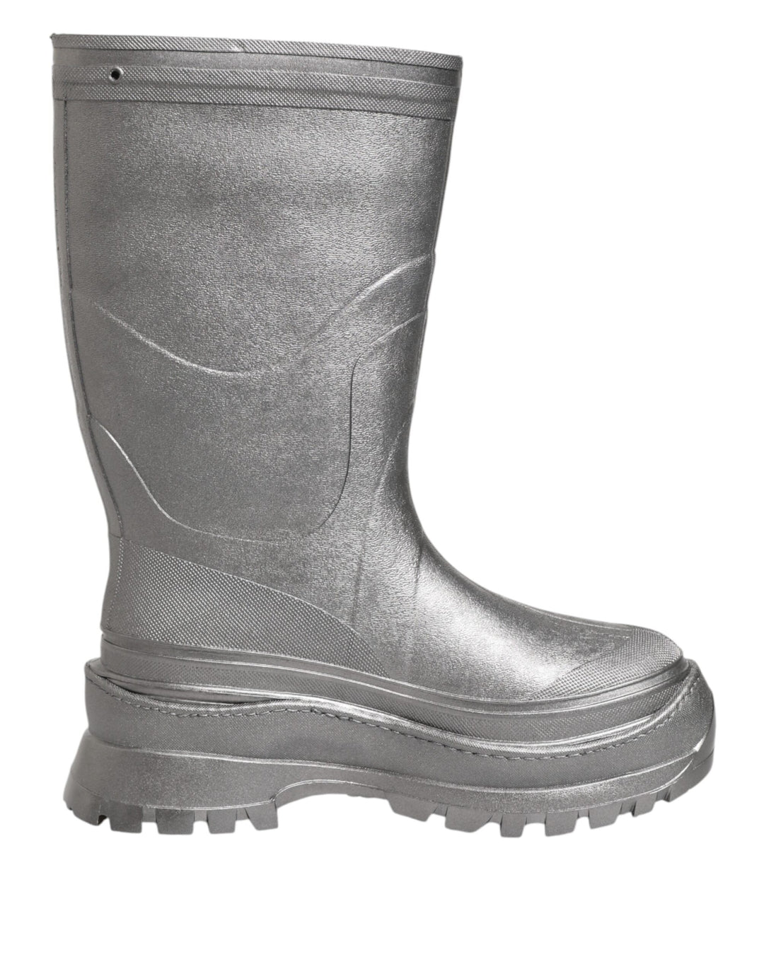 Dolce &amp; Gabbana Metallic Silver Pull On Rain Boots Shoes