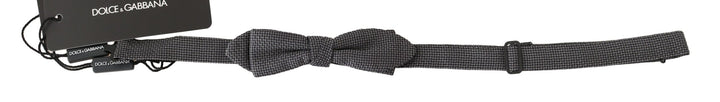 Dolce &amp; Gabbana Gray Patterned Silk Adjustable Neck Bow Tie Papillon