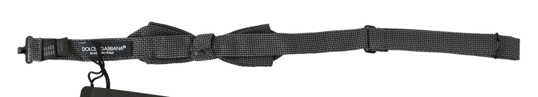 Dolce &amp; Gabbana Gray Patterned Silk Adjustable Neck Bow Tie Papillon