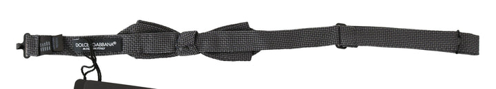 Dolce &amp; Gabbana Gray Patterned Silk Adjustable Neck Bow Tie Papillon