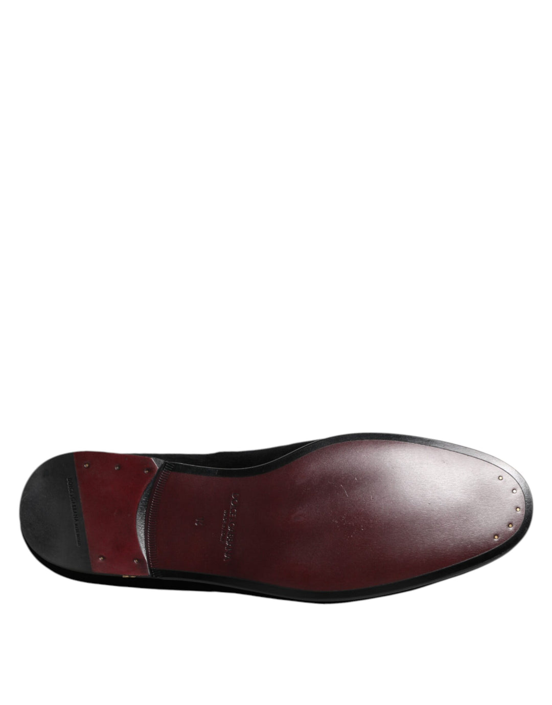 Dolce &amp; Gabbana Black Velvet Gold Crown Mens Loafers Shoes