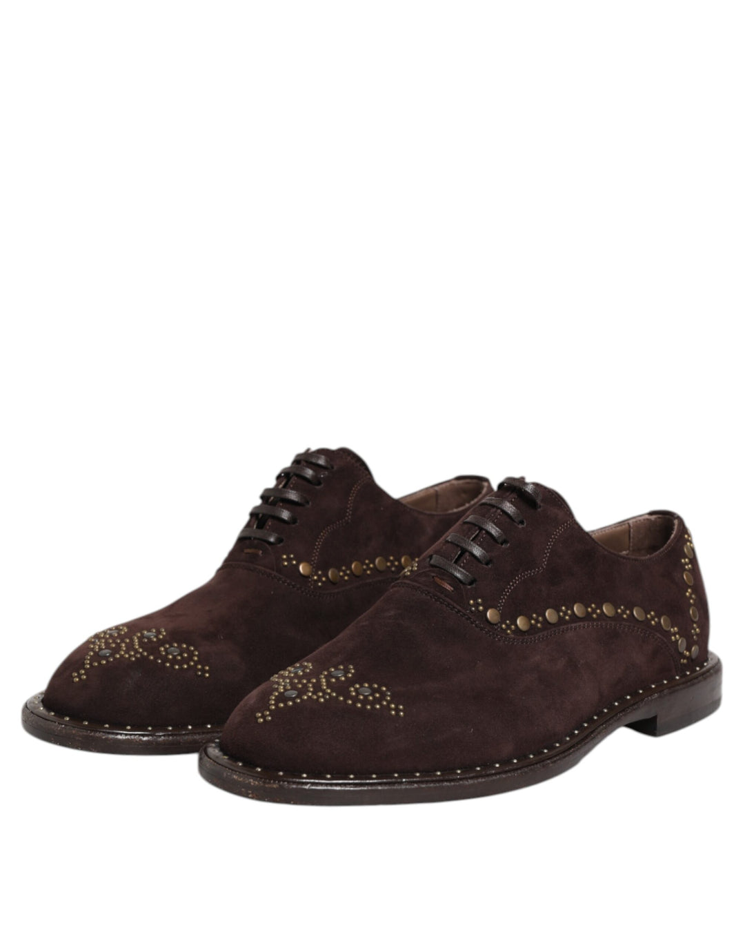 Dolce &amp; Gabbana Brown Velvet Lace Up Oxford Dress Shoes
