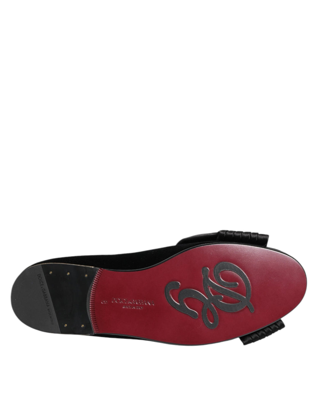 Dolce &amp; Gabbana Black VATICANO Crystal Ribbon Slip On Shoes