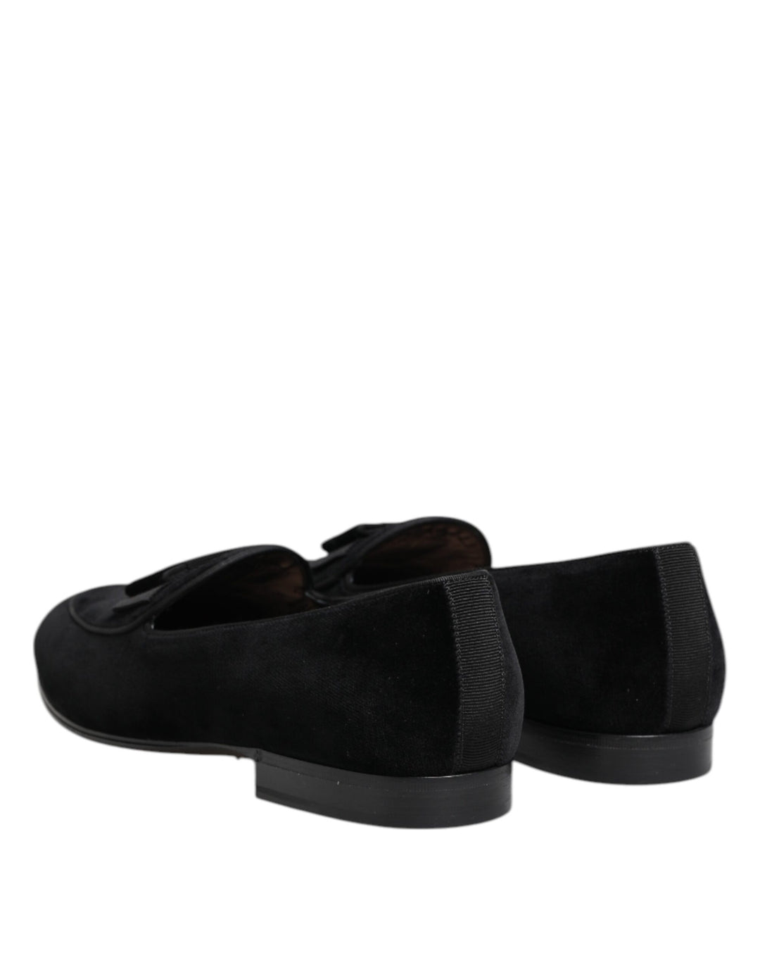 Dolce &amp; Gabbana Black Velvet Loafers Formal Men Dress Shoes