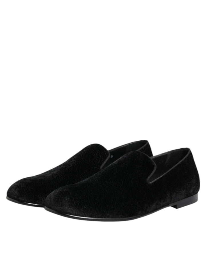Dolce &amp; Gabbana Black Jacquard Loafers Formal Men Dress Shoes